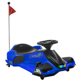 Aosom 12V Electric Go Kart, 5 MPH Drifting Car, Battery Powered Ride on Toy Outdoor with Slow Start, Music, Colorful Lights, for 8-12 Years Old, Blue