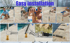 25x45FT Heavy-duty Swimming Pool Cover Accessories, with solid brass bushings and spring lock catches, solid silver sleeves and steel tubes, suitable for above-ground and in-ground swimming pools