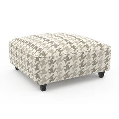 Transitional Style Square Upholstery Ottoman Welt Trim Bun Feet Light Gray Finish