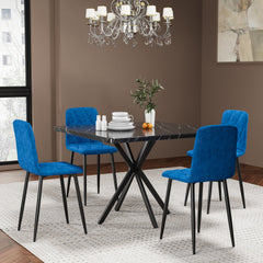 Square Dining Table Set, Mid Century Modern Square Dining Table for 4 Person, Faux Marble Tabletop, Iron Legs, Coffee Table for Kitchen Dining Room, Office, Save Space