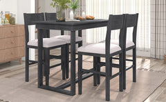 TOPMAX Farmhouse Counter Height 5-Piece Dining Table Set with 1 Rectangular Dining Table and 4 Dining Chairs for Small Places,Gray (old sku: SP000230AAE)