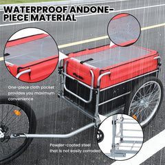 Bike Cargo Trailer, Aluminum Luggage Cart,Heavy Duty 220 lbs Bicycle Wagon Cart, 20" Whee,l Folding Groceries Hauler with Safe Hitch System, Removable Cover, Oxford Fabric for Cycling Travel