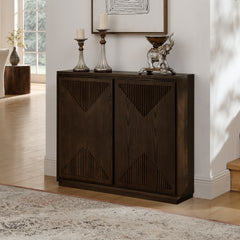 Mid Century Modern V-shape Storage Cabinet, Buffet Cabinet with Storage, Narrow Side Cabinet for Living Room Entryway Hallway Kitchen, Coffee Bar, Brown