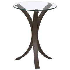 Helena Cappuccino Round Glass Top Accent Side Table