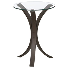 Helena Cappuccino Round Glass Top Accent Side Table