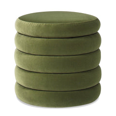 Fuji 19" Oversized Round Storage Ottoman, Olive Green Performance Velvet