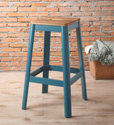 Jacotte Natural & Teal Finish Bar Stool