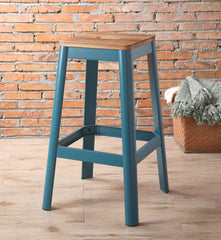 Jacotte Natural & Teal Finish Bar Stool