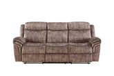 Zubaida Two Tone Chocolate Velvet Recliner Sofa w/USB Port & Drop Down Table