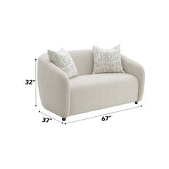 Etienne Beige Linen Loveseat w/3 Pillows
