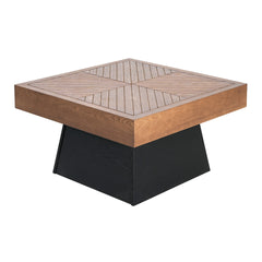 Modern Square Coffee Table for Living Room 31.5 Inch, Brown Wood Grain Top & Black Base, Mid-Century Farmhouse Style Center Accent Table