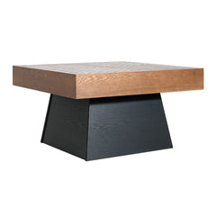 Modern Square Coffee Table for Living Room 31.5 Inch, Brown Wood Grain Top & Black Base, Mid-Century Farmhouse Style Center Accent Table