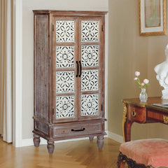 55.12'' Tall Tower Storage Cabinet - Rustic Wood Sideboard Pantry Cabinet - Versatile Buffet Cabinet with Storage for Home Decor and Organization chic cabinet with two doors and a drawer