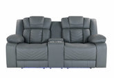 RAIZE GREY 10 POWER CONSOLE RECLINING LOVESEAT WITH LED