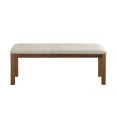 Brown Finish Dining Bench 1pc Beige Upholstered Seat Transitional Kitchen Dining Room Furniture