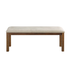 Brown Finish Dining Bench 1pc Beige Upholstered Seat Transitional Kitchen Dining Room Furniture
