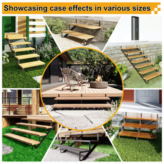 Steel Stair Riser 6 Step Stair Stringer for Deck Height 50in,Powder Coated Black,MAX Load Capacity:500lbs,2pcs