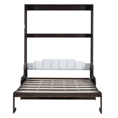 Queen Size Murphy Bed Wall Bed with Cushion,Espresso(old sku:LP000791AAP-2)