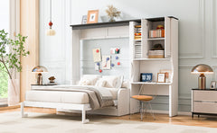 Multi-Functional Murphy Bed with Sofa, Desk, and Storage Cabinet – Space-Saving Foldable Design, Full size