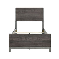 Modern Sleek Design Bedroom Furniture 1pc Beautiful Twin Size Bed Brownish Gray and Antique Silver Finish