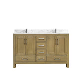 55" Bathroom Vanity with double basins Sink & Faucet Hole, Bathroom Storage Vanity Sink Cabinet with 4 Doors & 6 Drawers in Oak