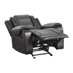 Modern Luxury Chair Glider Reclining 1pc Formal Living Room Furniture Premium Faux Leather Upholstery Comfortable Two-Tone Gray Finish