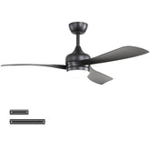 52-Inch Black Ceiling Fan With 3 ABS blades,Remote Control,Reversible DC Motor,Noiseless,3 Downrods Available,LED Dimmable