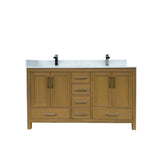 60" Bathroom Vanity with double basins Sink & Faucet Hole, Bathroom Storage Vanity Sink Cabinet with 4 Doors & 6 Drawers in Desert Oak