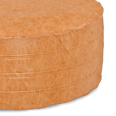 Brody - 32" Round Coffee Table Pouf - Distressed Brown
