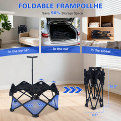 37" Foldable Mini Trampoline, One-Step Fold & Open, Rebounder Trampoline for Adults, 330lbs Max Load, 3-Level Adjustable T-Bar, Indoor & Outdoor Workout
