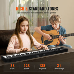 88 Key Folding Keyboard Piano Portable Foldable Piano Bluetooth MIDI Black