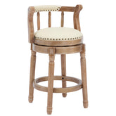 Cow top Leather Wooden Bar Stools, 360 Degree Swivel Bar Chair with Backs,Bar height Couner Height Barstools for Home Kitchen Dining Room and Bar Room(Coffee 1pc)