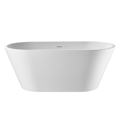 63'' Acrylic Freestanding Bathtub, Oval Soaking Stand Alone Bath Tub with Toe-Tap Chrome Drain and Classic Slotted Overflow, cUPC Certified, Glossy White 25A02-63