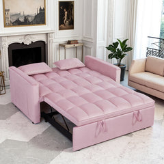 Modern 2-Seater Sofa, 54" Pull-Out Sleeper Sofa Bed for Living Room,Pink