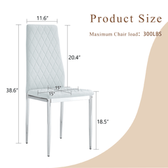 Modern Style Dining Chairs Set of 4 in Light Gray, Essential for Minimalist Homes.Meeting Family Dining Needs,PU Material Seat,Silver Metal Legs,Blending into Various Home Environments.W1151107274