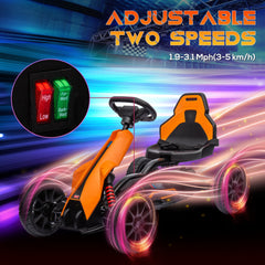Aosom 12V Electric Go Kart for Kids, Outdoor Ride-On Toy with Forward Backward Drive & Adjustable Speed, Gift for Child 3-8 Years Old, Orange