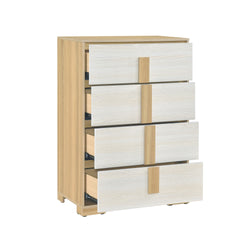 Contemporary Natural and White Finish 4-Drawer Storage Chest Wooden Bedroom Furniture 1pc