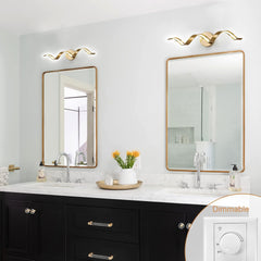 Gold Bathroom Light Fixtures, 24 inch Spiral Design Modern LED Bathroom Vanity Lights Over Mirror, Wall Light Fixtures for Living Room --GOLD