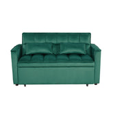 Modern 2-Seater Sofa, 54" Pull-Out Sleeper Sofa Bed for Living Room, Green