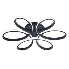 23 inch Modern LED Ceiling Light, 6 Rings Flower Flush Mount Light Fixture with Remote Control Black Dimmable Ceiling Lamp for Living Room, Bedroom, Dining Room, Hallway, Kitchen