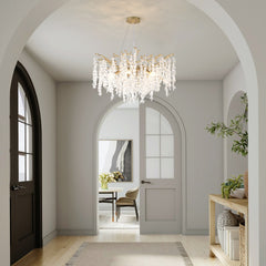 10-Light Chandelier Grape Crystal Ceiling Lamp, 10-Lights Modern Farmhouse Ceiling Ceiling Hanging Light Fixture , for Dining Room, Kitchen Island--NO INCLUDED BULBS--GOLD