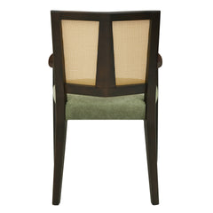 ARM DINING CHAIR(dark brown+green) Set of 2