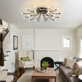 18-Light Chandelier Crystal Ceiling Lamp, 18-Lights Modern Farmhouse Ceiling Ceiling Hanging Light Fixture Over Table, for Dining Room, Kitchen Island--NO INCLUDED BULBS--Matte Black