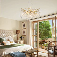 8-Light Chandelier Crystal Ceiling Lamp, 8-Lights Modern Farmhouse Ceiling Ceiling Hanging Light Fixture , for Dining Room, Kitchen Island--NO INCLUDED BULBS--GOLD