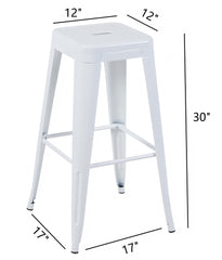 30 Inch Counter Height Stool, Backless Metal Bar Stools Set of 4, Non-Stackable, Detachable & Easy Assembly, Space-Saving Design for Kitchen Island/Bar/Café/Dining Room (White)