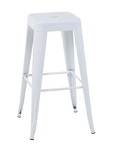 30 Inch Counter Height Stool, Backless Metal Bar Stools Set of 4, Non-Stackable, Detachable & Easy Assembly, Space-Saving Design for Kitchen Island/Bar/Café/Dining Room (White)