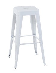 30 Inch Counter Height Stool, Backless Metal Bar Stools Set of 4, Non-Stackable, Detachable & Easy Assembly, Space-Saving Design for Kitchen Island/Bar/Café/Dining Room (White)