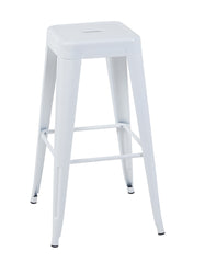 30 Inch Counter Height Stool, Backless Metal Bar Stools Set of 4, Non-Stackable, Detachable & Easy Assembly, Space-Saving Design for Kitchen Island/Bar/Café/Dining Room (White)