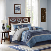 7 Piece Microsuede Comforter Set Navy Queen
