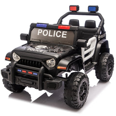 12V Kids Electric Police Car W/ Parent Remote Control,Dual drive,Four-wheel Suspension,With music,Bluetooth,MP3,USB,with headlights, steering wheel quick release,Slow start for Kids Aged 2-4.